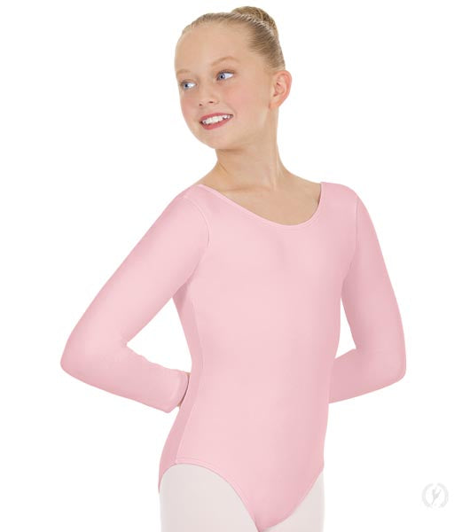 Eurotard 44265C Girls Microfiber Long Sleeve Leotard Pink